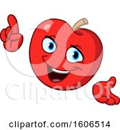 Poster, Art Print Of Cartoon Red Apple Mascot Holding Up A Finger