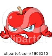 Clipart Of A Cartoon Angry Red Apple Mascot Royalty Free Vector Illustration