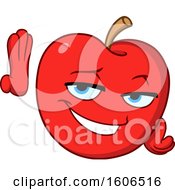 Clipart Of A Cartoon Flirting Leaning Red Apple Mascot Royalty Free Vector Illustration