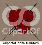 Poster, Art Print Of Red Fisted Hand Pointing Outwards At You Over Brown With A Tribal X