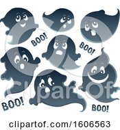 Clipart Of A Group Of Halloween Ghosts Royalty Free Vector Illustration