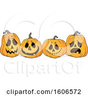 Poster, Art Print Of Group Of Carved Halloween Pumpkins