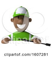 Clipart Of A 3d Black Male Jockey Over A Sign On A White Background Royalty Free Illustration by Julos