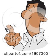 Clipart Of A Cartoon Black Man Wearing A Reminder String On His Finger Royalty Free Vector Illustration
