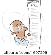 Cartoon Black Senior Man With A Long Bucket List