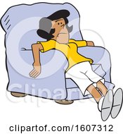 Cartoon Exhausted Or Depressed Black Woman In A Chair