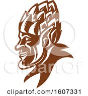 Clipart Of A Brown And White Profiled Elf Wearing A Hops Hat Royalty Free Vector Illustration by patrimonio