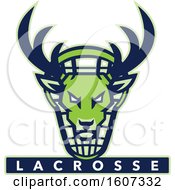 Poster, Art Print Of Green Buck Deer Mascot Head Over A Lacrosse Shield And Text