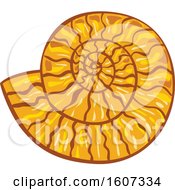 Clipart Of A Retro Ammonite Fossil Or Shell Royalty Free Vector Illustration