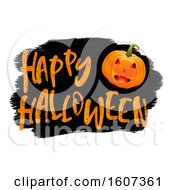 Poster, Art Print Of Happy Halloween Greeting With A Jackolantern On Black And White