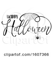Poster, Art Print Of Happy Halloween Greeting With A Spider And Web