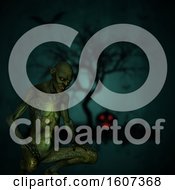 Poster, Art Print Of 3d Demon Over A Blurred Halloween Background