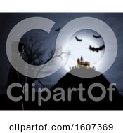 Poster, Art Print Of 3d Female In Cloak Against A Defocussed Halloween Background