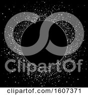 Clipart Of A Round Frame With Silver Glitter On Black Royalty Free Vector Illustration