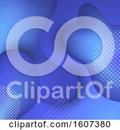 Clipart Of A Blue Background With Halftone And Lines Royalty Free Vector Illustration by KJ Pargeter