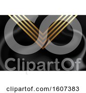 Clipart Of A Gold Lines Over Black Marble Royalty Free Vector Illustration