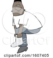 Poster, Art Print Of Cartoon Black Male Slipping On A Boot Cover
