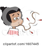 Clipart Of A Cartoon Black Girl Sucking Up A Messy Noodle How Not To Eat Spaghetti Royalty Free Vector Illustration by Johnny Sajem