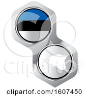 Poster, Art Print Of Estonia Flag Button And Map