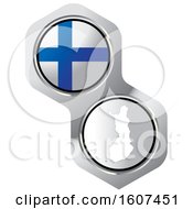 Poster, Art Print Of Finnish Flag Button And Map