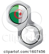 Poster, Art Print Of Algerian Flag Button And Map