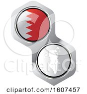 Poster, Art Print Of Bahrain Flag Button And Map