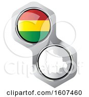 Poster, Art Print Of Bolivian Flag Button And Map