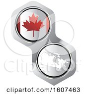 Poster, Art Print Of Canadian Flag Button And Map