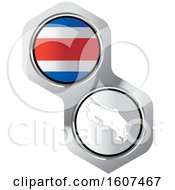 Clipart Of A Costa Rican Flag Button And Map Royalty Free Vector Illustration by Lal Perera
