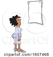 Poster, Art Print Of Cartoon Black Woman Looking At A Sign