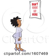 Poster, Art Print Of Cartoon Black Woman Looking At A Dont Look Up Here Sign