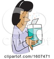 Cartoon Black Woman Smelling A Pleasant Aroma From A Boxed Product