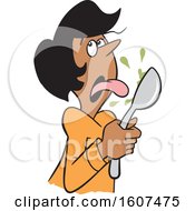 Cartoon Black Woman Licking Something Bad From A Spoon