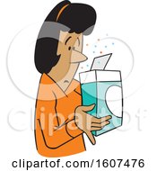 Clipart Of A Cartoon Black Woman Examining The Contents Of A Product Box Royalty Free Vector Illustration