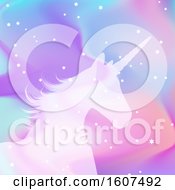 Silhouette Of A Unicorn On A Holographic Style Background