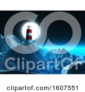 Clipart Of A 3D Render Of A Lighthouse On Rocky Cliffs Against A Night Sky Royalty Free Illustration by KJ Pargeter