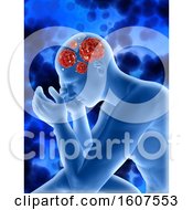 Poster, Art Print Of 3d Render Of A Medical Background With Male Figure Showing Virus Cells In Head