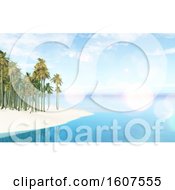 Poster, Art Print Of 3d Render Of A Tropical Landscape With Palm Tree Island