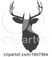 Poster, Art Print Of Gray Silhouetted Buck Deer Head