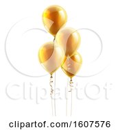 Clipart Of A Group Of 3d Golden Party Balloons Royalty Free Vector Illustration