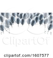 Clipart Of A 3d Border Of Silver Party Balloons Royalty Free Vector Illustration