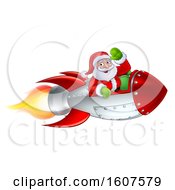 Poster, Art Print Of Shooting Rocket With Santa Waving