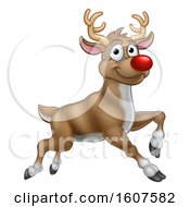 Poster, Art Print Of Leaping Red Nosed Reindeer