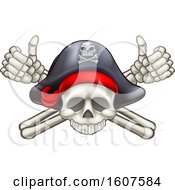 Poster, Art Print Of Pirate Skull And Cross Bones Jolly Roger With Thumbs Up