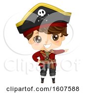Poster, Art Print Of Pirate Kid Boy Costume Point Right Illustration