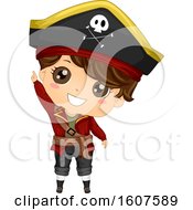 Poster, Art Print Of Pirate Kid Boy Costume Point Up Illustration