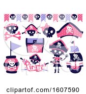 Poster, Art Print Of Female Pirate Party Themed Design Elements Clipart