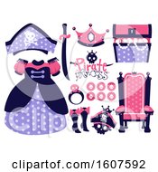 Female Pirate Party Themed Design Elements Clipart