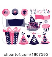 Pink Pirate Birthday Elements Illustration
