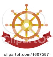 Poster, Art Print Of Pirate Party Themed Ship Helm And Banner Clipart